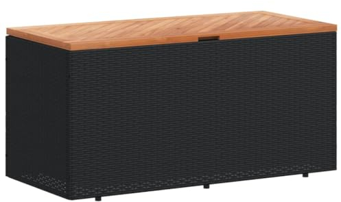 vidaXL Contenitore Giardino Nero 110x50x54cm Polyrattan e Legno Acacia