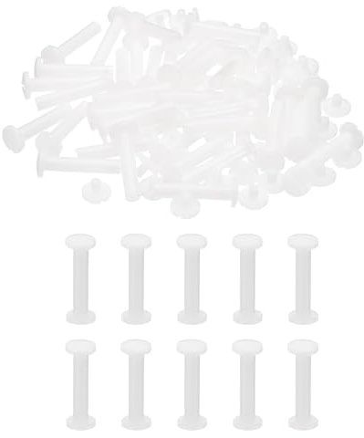 PATIKIL 25mm Chicago Screws, 40 Sets Plastic Chicago Screws Slotted Head Binding Post 5.5mm OD Screw Bolts Leather Rivets Fasteners Connectors White for Leather Belt Scrapbook Photo Albums