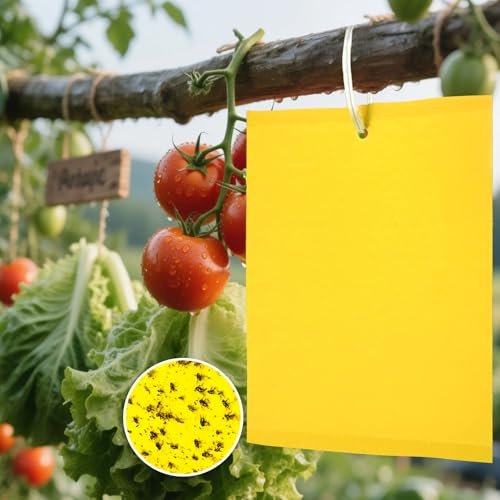KEELYY 40 Pezzi Trappole Appiccicose, Adesivi Gialli, Trappola per Insetti per Mosca Bianca, Ulivi Mosca della Frutta, Afidi, Minatori Fogliari, Cicaline (15cm x 20cm)