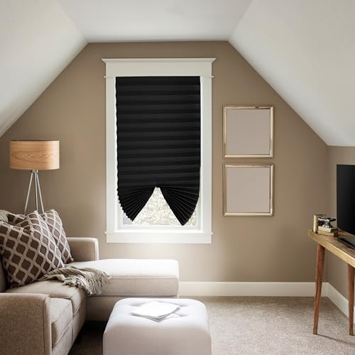 BLINDECOR|Estor Plisado sin Taladrar Velcrado |Plisada BK Basic|Opaco 31 Negro 90X190|Plisada Opaca para Ventanas