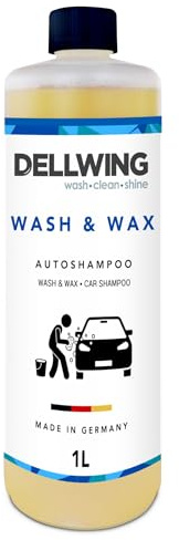 Dellwing Wash & Wax bilschampo koncentrat 1 l, bilschampo med vax, biltvätt och bilvård utvändigt, tillverkad i Tyskland