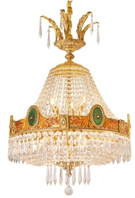Luces colgantes de estilo europeo, lámpara colgante de latón, luminarias de suspensión, iluminación Compatible with sala de estar, comedor, candelabro de cristal de lujo,Lujo
