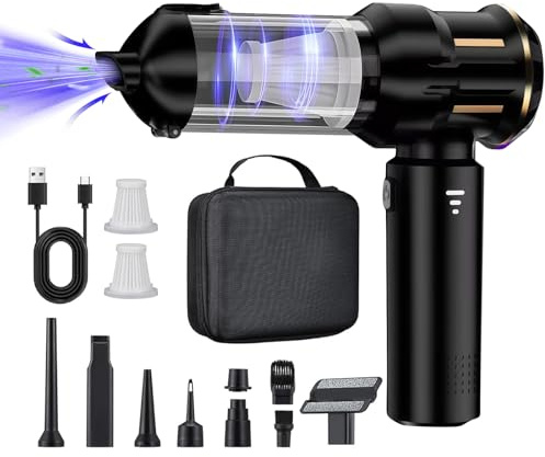 DiliDala Aspiradora de Mano, Aspiradora de Coche de 22000 PA, Aspiradora Inalámbrica con Motor sin Escobillas, 3 Marchas, 220000 RPM, Mini Aspiradora Inalámbrica para Sofás y Alfombras