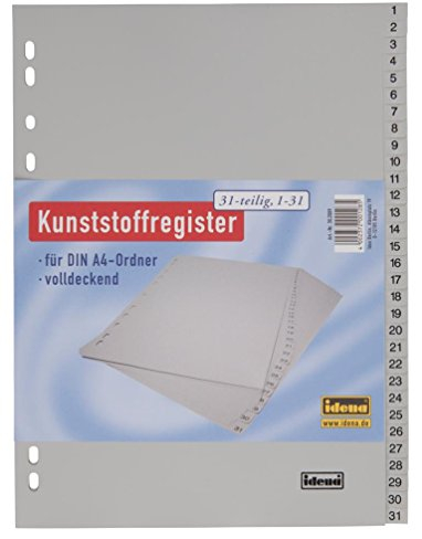 IDENA Kunststoff Ordner-Register 1-31 / DIN A4