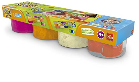 Goliath - 83223 - Sand Modeler - Super Sand Cups in Rosa, Orange, Weiß mit roten Formen - Sortierte Farbe