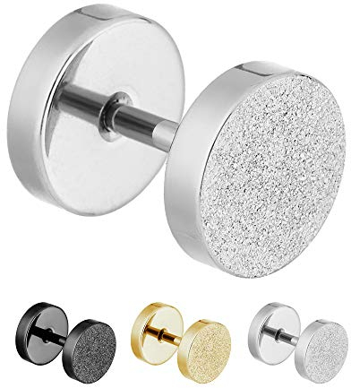 Treuheld® | 4mm Fake Plug Ohrstecker in Diamant Glitzer Optik | Silber | Fake Tunnel Ohrring zum Schrauben für Damen und Herren | Chirurgenstahl