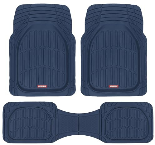 Motor Trend 923-CB Cobalt Blue FlexTough Contour Liners-Deep Dish Heavy Duty Rubber Floor Mats for Car SUV Truck & Van-All Weather Protection, Universal Trim to Fit