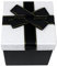 Emartbuy Gift Box, 11.5 x 11.5 x 12.7 cm, Black Box with Silver Glitter Lid and Black Ribbon