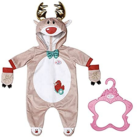 BABY born Rentier Onesie, Rentier-Kostüm für 43 cm Puppen, Einteiler mit Rentiergeweih und Handschuhen, 831700 Zapf Creation