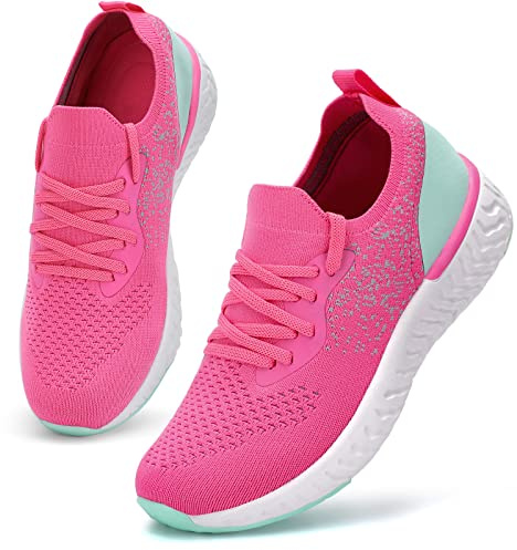 HKR Womens Trainers Lightweight Laides Walking Shhoes Comfortable Road Running Fitness Workout Sneakers Rose UK 3