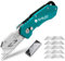 BIBURY Couteau universel, couteau pliant universel, cutter portable avec 10 lames en acier inoxydable SK5 supplémentaires, bouton Easy Release, clip de ceinture, changement rapide, pour tapis, papier
