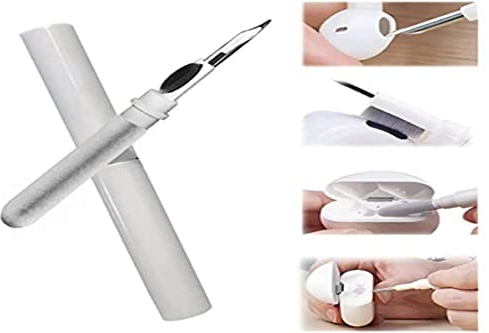 NK 3-i-1 Hörlursrengörare för Airpods - Clean Airpods Kit - Penna med borste + pincett + bomull - Rengör tangentbord, fodral och trådlösa hörlurar (vit färg)