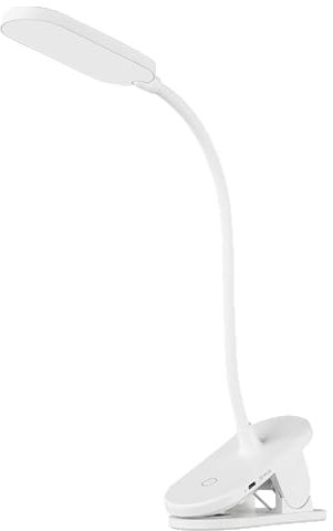 EGLO Lámpara LED con pinza Raizal, lámpara con pinza para cama, lámpara de noche para sujetar, táctil regulable en niveles, lámpara de lectura de plástico en blanco, blanco frío