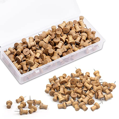 150 Pcs Punaises en Bois Punaises Décoratives Goupille de Marquage | pour Carte Panneau de Liège Carte Bureau Suspendu avec Boîte de Rangement