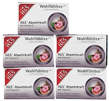 H&S Abwehrkraft mit Vitamin C Tee, 5 x 20 Beutel (à 1,8 g): Fruchtige und wohltuende Teemischung mit Vitamin C, 5er Pack