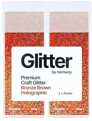 Hemway Craft Glitter Shaker Bronze Brown Holographic 130g x2 Pack Ultrafine | for Resin & Epoxy Crafts, Christmas Art Supplies, Nail, Body, Face, Eye, Festival, Crafting, Slime, Sparkle
