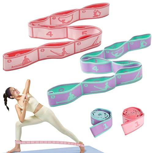 éLastique Musculation,Bande Elastique Musculation,Bande Elastique Fitness,2pcs Ils Sont Violet Vert + Rose, UtiliséS Pour le Pilates, la Danse, la Gymnastique et les éTirements Efficaces.