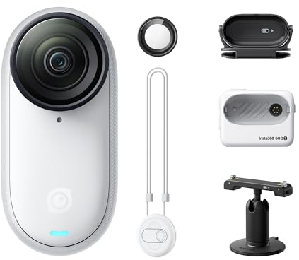 Insta360 GO 3S 64 GB - Tragbare 4K Mini-Kamera, Freihand-POVs, Überall anbringbar, Stabilisierung, 140 min Akku, 10 m wasserdicht, KI-Bearbeitung, Apple Find My, für Vlogs, Reisen, Outdoor