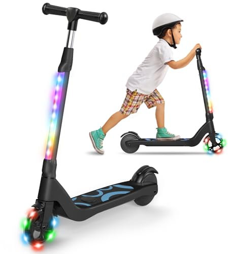 SISIGAD E Scooter Kinder für 6-12 Jahre, E Roller Kinder 5.3 Zoll Kinderroller mit Blinkende LED-Leuchten & 3 Einstellbare Höhe, Elektroroller Kinder Max 10km/h, 45W Motor, Maximale Belastung 70kg