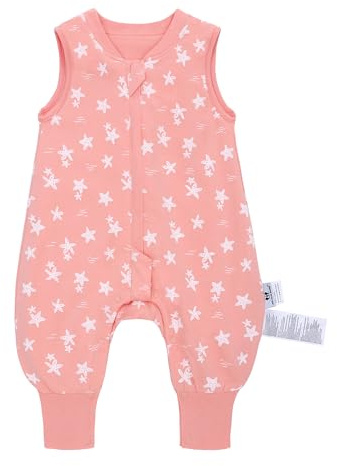 Gigoteuse avec pieds - 1,0 tog - Pour le printemps et l'automne - 100 % coton - Confort toute l'année pour votre bébé (étoile de mer, taille S/60-75 cm)