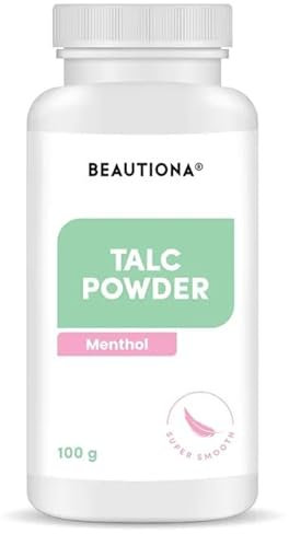 Beautiona Fußpuder gegen Schweißfüße und andere Körperstellen, Fusspuder und Körperpuder bindet Feuchtigkeit, schützt die Haut und desodoriert (100 g, Menthol)