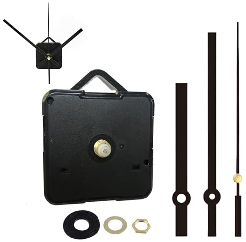 Movimiento silencioso de cuarzo, mecanismo de reloj de pared, kit de mecanismo de reloj de pared, con manecillas, para creaciones DIY, reparaciones (negro)