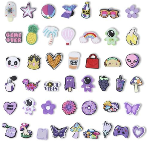 BSITSSS 45 PCS Skokläder för Crocs, Tecknade Skotillbehör för Crocs-kläder, Yttre Rymden Träskor Tillbehör för Flickor,Kvinnor Pojkar Vuxna Födelsedagspresenter Presenter
