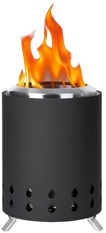 hzexun Hoguera de Exterior - Braseros Ø15 cm,Acero Inoxidable Brasero Exterior, Cuenco Fuego Redondo alimentada con pellets o leña para Acampar al Aire Libre, Fiestas y Patio