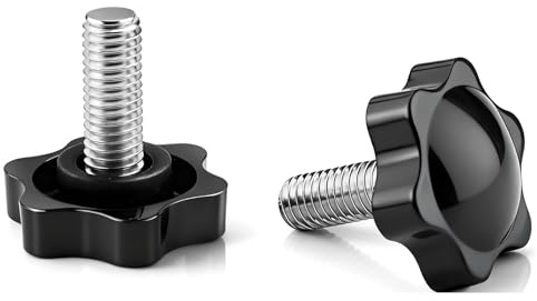msymsyu 6 stycken stjärnhandtagsskruvar, M8 x 20 mm/40 mm/60 mm skruvar med handtag | Kolstål vingskruv, stjärnhuvudskruv för IIndustriell användning och gör-det-själv-projekt (svart)