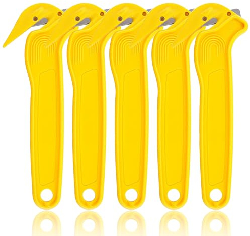 hommova 5PCS Yellow Box Cutter, Multifunctional Utility Box Opener for Warehouses and Home