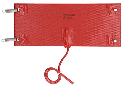 Coussin chauffant en Silicone, tapis chauffant électrique Flexible et étanche, 100W, réchauffement rapide pour véhicule, voiture, moteur, machines, 300x120mm (DC24V)