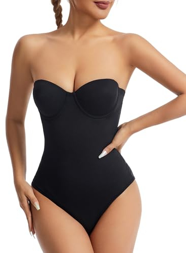 Maeau - Femme Body Ventre Plat Sans Bretelles Body Gainant Sculptant Ventre Plat Shapewear Minceur Bodysuit XL Noir