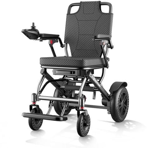 【Versione migliorata】ByteTecpeak D14 Sedia a rotelle elettrica pieghevole per anziani, autonomia di 25Km, motore da 500W, cuscino di seduta ispessito, adatto per viaggi e standard di imbarcare-Nero