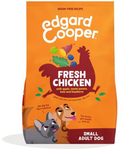 Edgard & Cooper Pienso para Perros Adultos Mini, Pollo Fresco (3kg), Comida Perro Seca Sin Cereales, Los Ingredientes Naturales, con Equilibrio de Fibra añadido