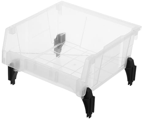 Mikikit Boîte de Rangement en Plastique PP Transparente 4 Pieds, Petite Boîte de Tri pour Loisirs Créatifs et Bureau, Organisateur de Pièces et Accessoires, Rangement Compact et Robuste