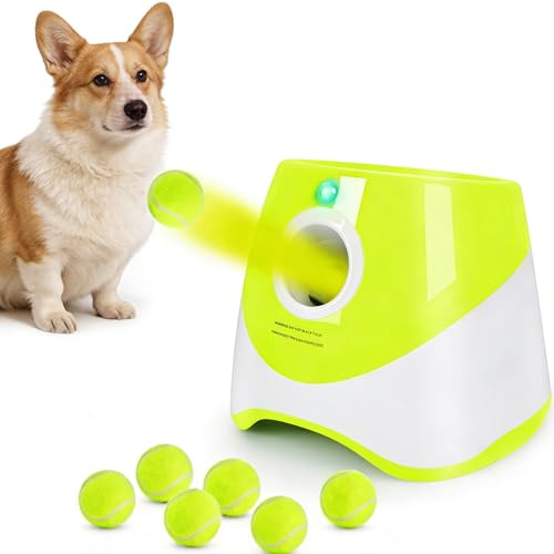 DRM Automatic Dog Ball Launcher, Automatic Balls Thrower with 6 Balls for Dog Pet, 10-40 ft Throw Distance, Interactive Pet Toys for Small and Medium Dogs, Pet Launchers Throwing (Green)