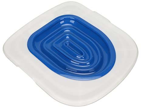 YUEHISY Cat Toilet Training Kit Universal Stark Lagerkapacitet Lätt Att Använda för Pet Cat Toalett Trainer, Tillverkad Av Miljövänligt ABS för Alla Toaletter Storlekar och Former (Vit bricka, 1 blå