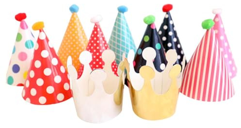 Licsaliwe Mini partyhattar, 11 st färgglada papperskonhatt och krona, för födelsedag semester barn husdjur familj dekor