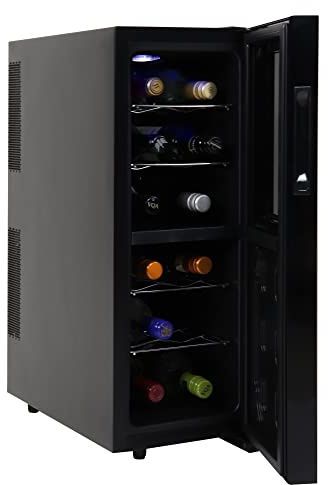 Koolatron Urban Series 12 Bottle Wine Cooler Refrigerator Dual Zone Thermoelectric Wine Fridge Freestanding Wine Cellar for Red White Sparkling Wine Ideal for Kitchen Apartment RV