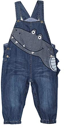 Camilife bebé Bambino Bambina Jeans Salopette in Morbido Cotone Denim Pantaloni Pagliaccetto per Primavera Estate Motivo a Coccodrillo Taglia 80-86