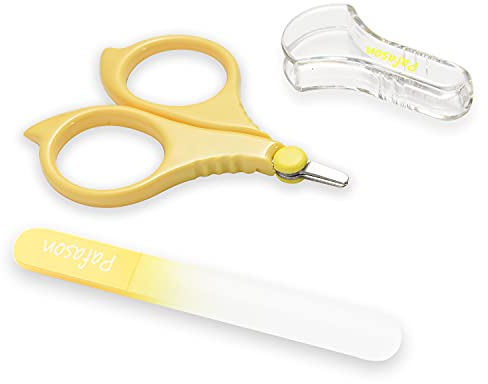 PAFASON Baby Rund Spitze Sicherheit Maniküre Nagel Schere und Baby Glas Nagel Feile Set, Rostfrei Stahl, Tschechisch Schwimmend Glas, Ideal für Säugling, Neugeborene, Babys Kleinkinder