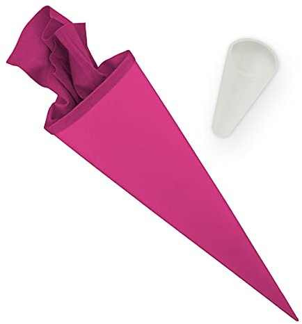 itenga Set Bastelschultüte rund 70 cm inkl. Spitzenschutz - Schultüte Zuckertüte Rohling 1. Schuljahr (Pink)