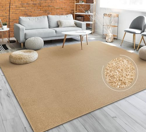 Paco Home Teppich Wohnzimmer Schlafzimmer Esszimmer Kurzflor Moderne Optik Einfarbig Pastell, Grösse:280x380 cm, Farbe:Gold