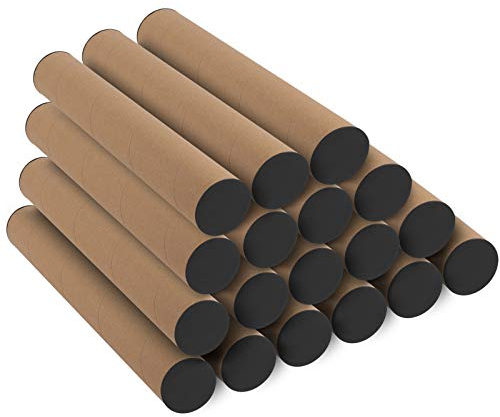 ZEONHAK Versandrollen aus Kraftpapier, 38,1 cm, mit schwarzen Kappen für Versand und Versand, 18 Stück