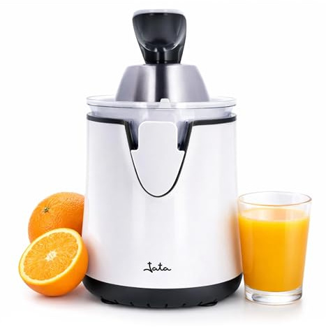 Jata JEEX1058 Exprimidor de Naranjas Eléctrico de Brazo, 350 W, Doble cono, Vertido continuo, Desmontable, Tapa cierre antigoteo, Base antideslizante, Extracción continua