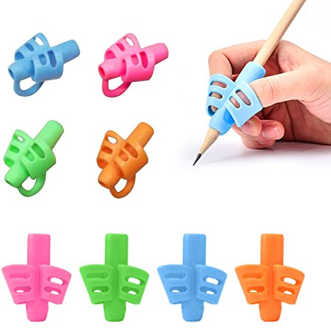 CQQNIU Pencil Grips, Pencil Grips for Kids Handwriting, Children Pen Writing Aid Grip Set Posture Correction Tool for Kids Preschoolers Children, Hollow Ventilation Design,8 Pack