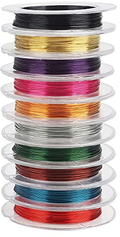 10 Rotoli di Filo di Rame Colorato 0.3mm per Gioielli - Cavi per DIY, Creazione di Bracciali e Collane