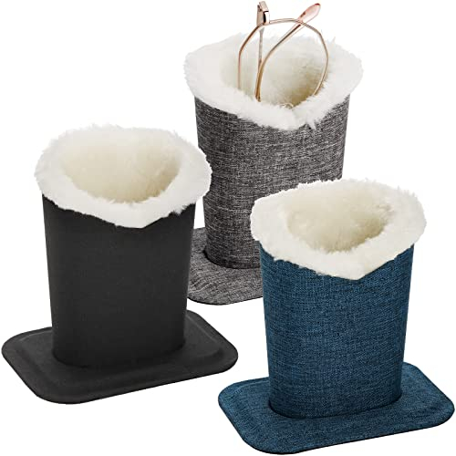 ZOOFOX 3 Pack Plüsch gefüttert Brillenhalter, Stoff Brillenständer für Schreibtische, Nachttische