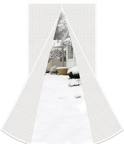 Risareyi Magnetisk termisk isolerad dörrgardin halvtransparent EVA dörrskydd dammskydd vattentät vindtät automatisk stängning för vardagsrum, ingen borrning, 135 x 210 cm, vit