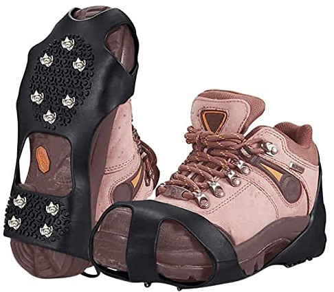 Moageme , Spikes Grödel Für Schuhe, Winter EIS Schnee Schuhspikes Ice Schuhkrallen Eisspikes Mit 10 Stahlspikes, Anti-Rutsch Snow & Ice Spikes Traction Cleats Für Outdoor Walking Klettern